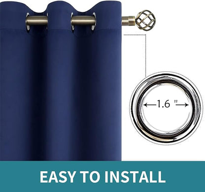 BGment Blackout Curtains 84 inches Long - Grommet Thermal Insulated Room Darkening Window Curtains for Bedroom, Set of 2 Panels (42 x 84 Inch, Navy Blue)