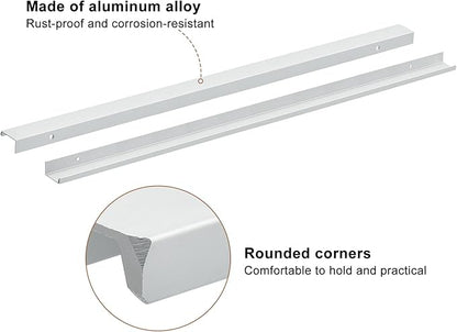 uxcell Cabinet Finger Edge Pull, 1pcs 600mm / 23.62" Aluminum Alloy Back Mount Hidden Cabinet Pulls Concealed Handle for Home Kitchen Drawer Cabinet, Silver