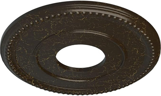 Ekena Millwork CM12BRSHC 12-1/2" x 3-7/8" x 3/4" Bradford Ceiling Medallion, Stone Hearth Crackle