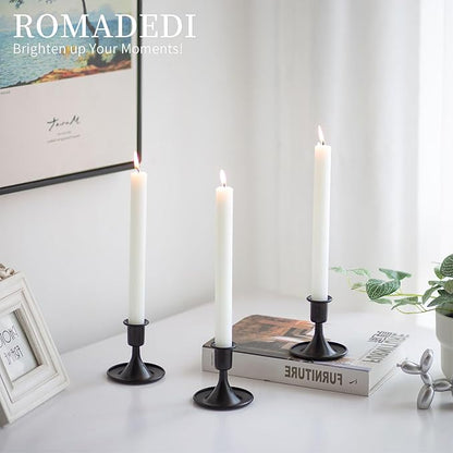 Black Candlestick Candle Holders for Taper : Romadedi Candle Stick Holder Vintage Table Centerpiece Halloween Decoration Wedding Christmas Fireplace Mantel Home Deocr Set of 2