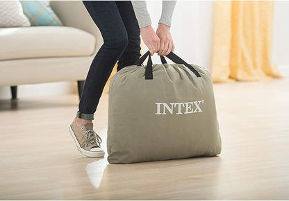 Intex 64135ED Dura-Beam Plus Deluxe Pillow: Fiber-Tech – Queen Size – Built-in Electric Pump – 16.5in Bed Height – 600lb Weight Capacity
