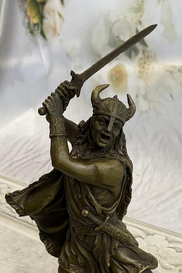 EUROPEAN BRONZE Hot Cast Viking Norse Nordic Scandinavian Warrior Bronze Art Sculpture Figurine Vault