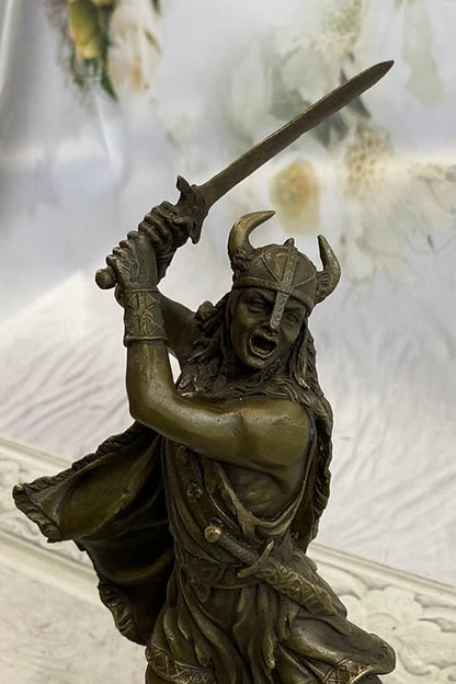 EUROPEAN BRONZE Hot Cast Viking Norse Nordic Scandinavian Warrior Bronze Art Sculpture Figurine Vault