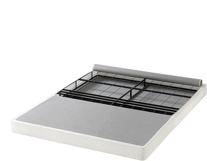 ZINUS 4 Inch Box Spring with Cover, No Assembly Mattress Foundation, Sturdy Metal Structure, Queen, White
