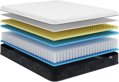 Swbvs Firm Full Mattress, 10 Inch Cooling-Gel Memory Foam & Pocket Spring Hybrid, Firm Feel, Full Size Mattresses, CertiPUR-US Certified, Fiberglass Free