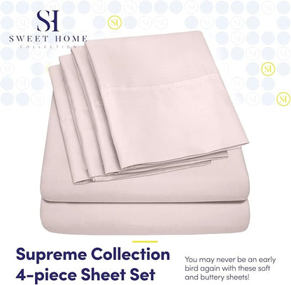 Twin Size Bed Sheets - 4 Piece 1500 Supreme Collection Fine Brushed Microfiber Deep Pocket Twin Sheet Set Bedding - 1 EXTRA PILLOW CASES, GREAT VALUE, Twin, Pale Pink