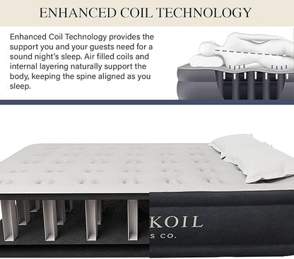King Koil Premium California King Air Mattress with Built-in High-Speed Patented Pump for Home, Camping & Guests- 16in Inflatable Double High Airbed Blow Up Bed, Waterproof, 1 Year Warranty