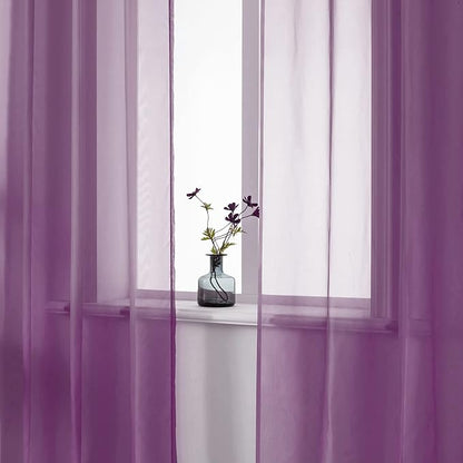 DUALIFE Purple Curtains 96 Inches Long for Living Room Set of 2 Panels Grommet Window Semi Voile Drapes Dark Purple Sheer Curtains for Kids Girls Bedroom Decor Royal Purple 52x96 Inch Length