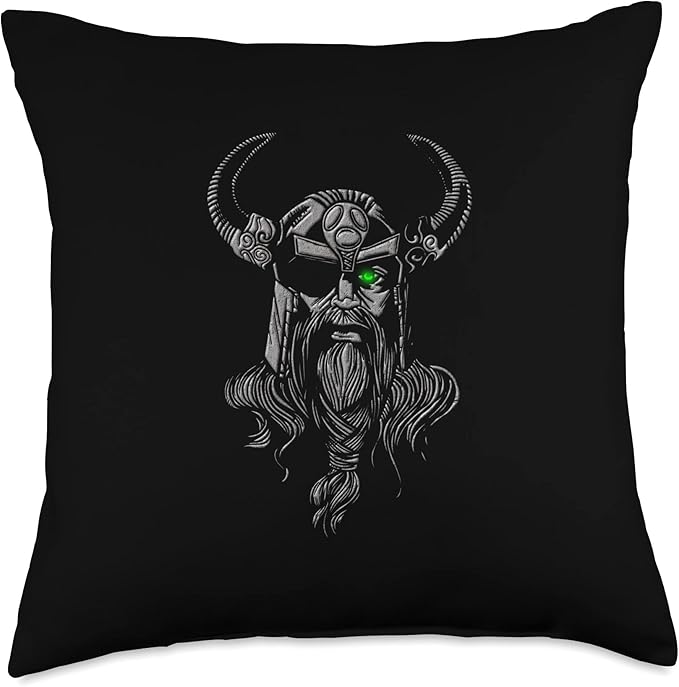 Nordic Country & Celtic Mythology Designs Viking Norway Norwegian Scandinavian Valhalla God King Throw Pillow, 18x18, Multicolor