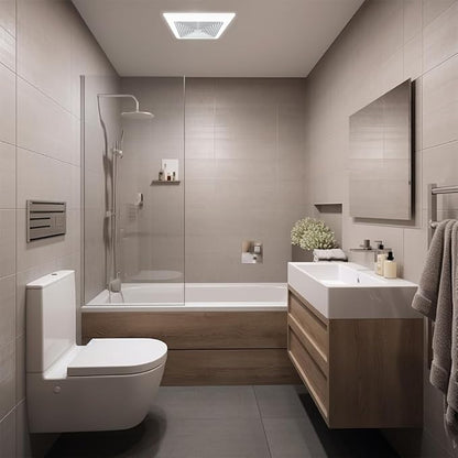BV LED Bathroom Exhaust Fan With Light 110CFM - 1.2 Sones, Ultra Quiet, 800lm | Bathroom Vent Fan 3000K/4000K/5000K, Covers up to 110 sq. ft. | 4 Inch Duct Collar, Easy Install & Replace