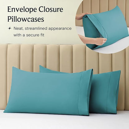 LuxClub Twin XL Sheets - Soft Twin Bed Sheets for Boys and Girls, 3 PC Deep Pockets Wrinkle Free Kids Fitted Sheets Machine Washable Hotel Bedding Silky Soft - Teal Twin XL