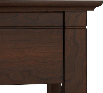 Bush Furniture Key West Small End Table with Storage | Modern Farmhouse Accent Shelf for Living Room in Bing Cherry