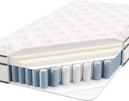 Modway Jenna 10” Innerspring and Memory Foam Twin XL Mattress With Individually Encased Coils, White
