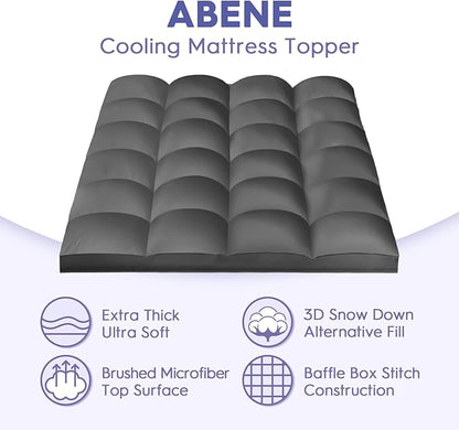 ABENE Mattress Topper King for Back Pain Relief, Extra Thick Mattress Pad Pillowtop, Soft Mattress Protector Cover with 8"-21" Deep Pocket, Overfilled Down Alternative Filling (Gray, King)