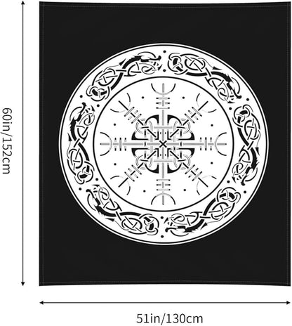 CRJSNYEAG Viking Scandinavian Dragons and Aegishjalmur Home Bedroom Living Room Office Decor Tapestry 60x51in