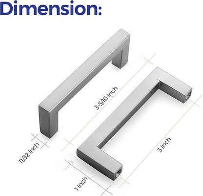 Ravinte 30 Pack Solid 3 Inch Center to Center Slim Square Bar Drawer Handles - Cabinet Hardware Brushed Nickel Pulls for Kitchen and Drawers