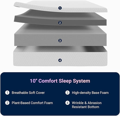 Avenco 10 Inch Full Size Mattress, Comfort Memory Foam Full Mattress in a Box for Refresh Sleep & Pressure Relief, Full Bed Mattresses CertiPUR-US Certified,Firm