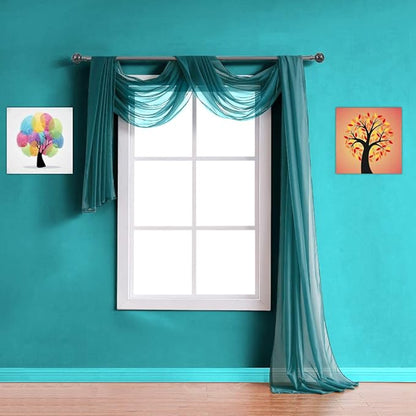 Warm Home Designs Extra Long Green Teal Sheer Window Scarf. Valance Scarves are 54 X 216 Inches. Great As Wedding Arch Draping Fabric, Bed Canopy Or for Decorative Project. AM Teal 216"