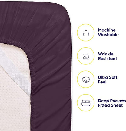 Queen Sheets Purple - 6 Piece 1500 Supreme Collection Fine Brushed Microfiber Deep Pocket Queen Sheet Set Bedding - 2 Extra Pillow Cases, Great Value, Queen, Purple