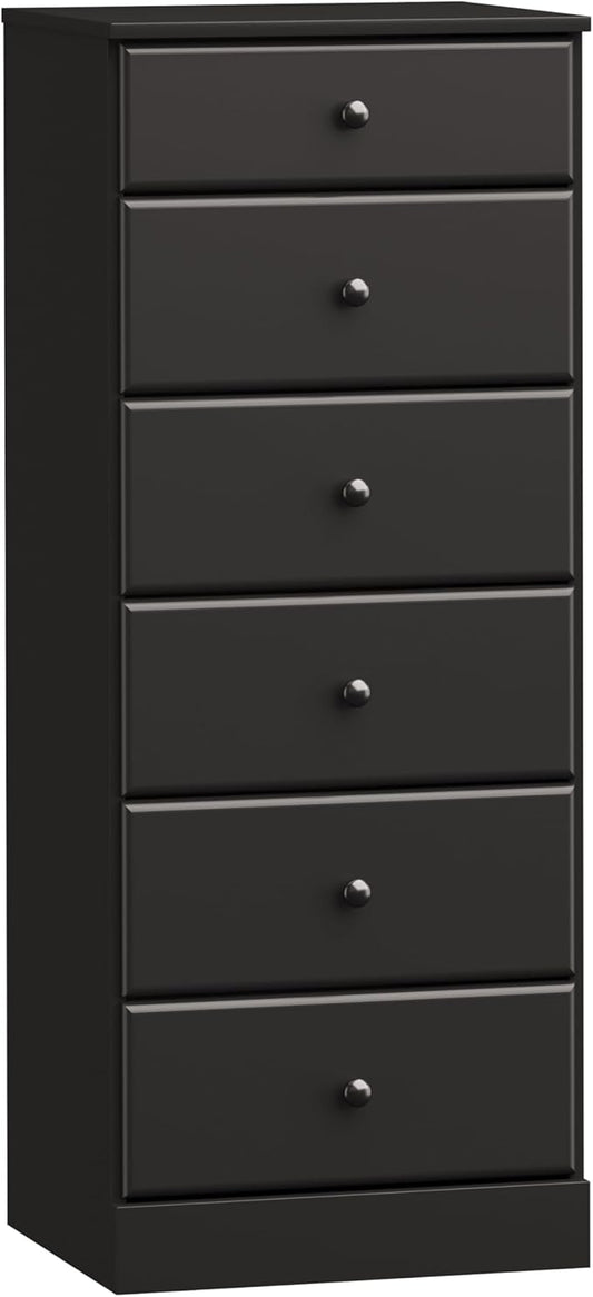 Prepac Astrid Tall Black Dresser for Bedroom: 16.5"D x 19.75"W x 50"H, 6-Drawer Chest for Bedroom by Prepac - Perfect Chest of Drawers for Ample Storage in Narrow Spaces