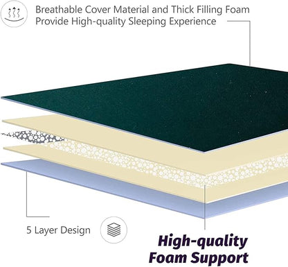 MAXYOYO Japanese Floor Mattress Futon Mattress, Thicken Sleeping Pad Foldable Roll Up Floor Futon for Adults Tatami Mat Dormitory Bed Lounger, Dark Green, Full Size