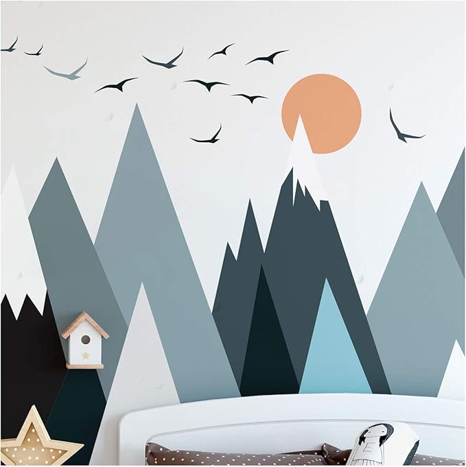Children's Wall Sticker for Baby Room Decoration - Giant Scandinavian Mountains Parka - H80 x L120 cm