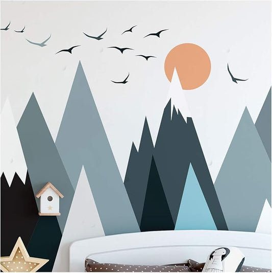Ambiance Stickers Scandinavian Parka Mountains Wall Decals, DIY Home Decor, Peel and Stick Removable Stickers, Waterproof and Self Adhesive Wall Art - H115 x L230 CM