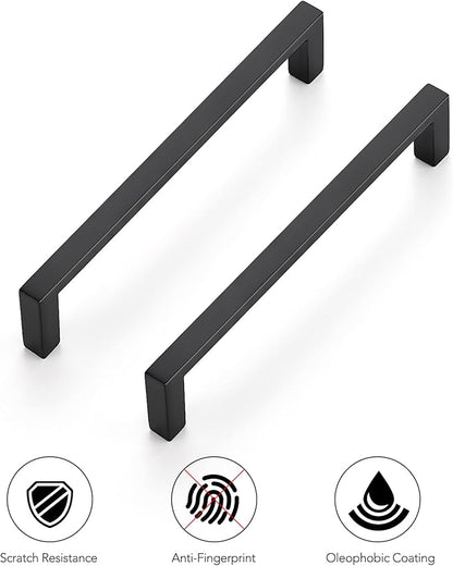 Ravinte 15 Pack Matte Black Cabinet Pulls, 5 Inch (128mm) Hole Center Slim Kitchen Handles, Square Drawer Pulls for Cabinets & Cupboards, Hardware