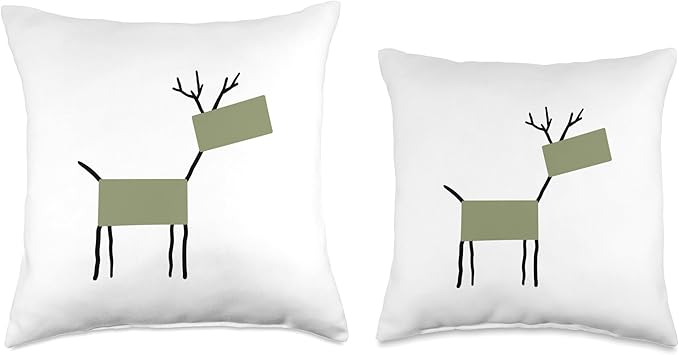 Cute Scandinavian Animals Designs Chic Deer Moose Scandinavian Elk Minimalism Reindeer Throw Pillow, 16x16, Multicolor