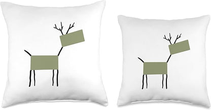 Cute Scandinavian Animals Designs Chic Deer Moose Scandinavian Elk Minimalism Reindeer Throw Pillow, 16x16, Multicolor