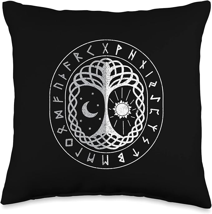 Nordic Country & Celtic Mythology Designs Viking Norway Norwegian Scandinavian Mythology Distressed Throw Pillow, 16x16, Multicolor