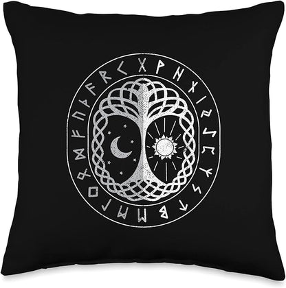 Nordic Country & Celtic Mythology Designs Viking Norway Norwegian Scandinavian Mythology Distressed Throw Pillow, 16x16, Multicolor