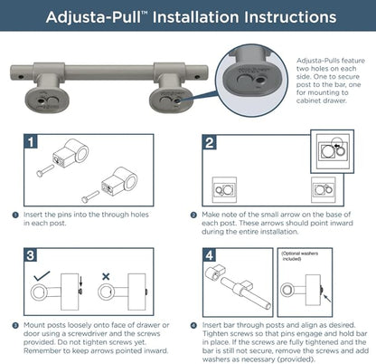 Franklin Brass Adjusta-Pull (5-Pack) Adjustable Drawer Pulls | Fits 1-3/8 to 6-5/16 Inch Hole Centers | Satin Nickel Cabinet Handles| Francisco P44365-SNM-B