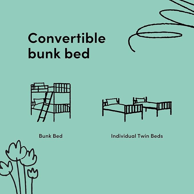 Storkcraft Caribou Bunk Bed Twin Over Twin Bunk Bed (White with Natural) - GREENGUARD Gold Certified, Converts to 2 Individual Beds