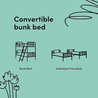 Storkcraft Caribou Twin-Over-Twin Bunk Bed (Black with Natual) – GREENGUARD Gold Certified, Converts to 2 Individual Beds