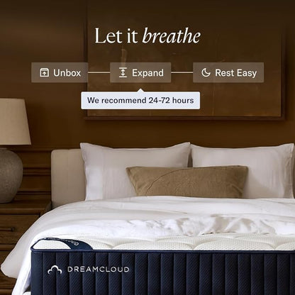 DreamCloud Ultra 15" Twin XL Mattress - Luxury Hybrid Gel Memory Foam - 365 Night Trial - Fiberglass Free - Forever Warranty - Mattress in a Box - CertiPUR-US® Certified