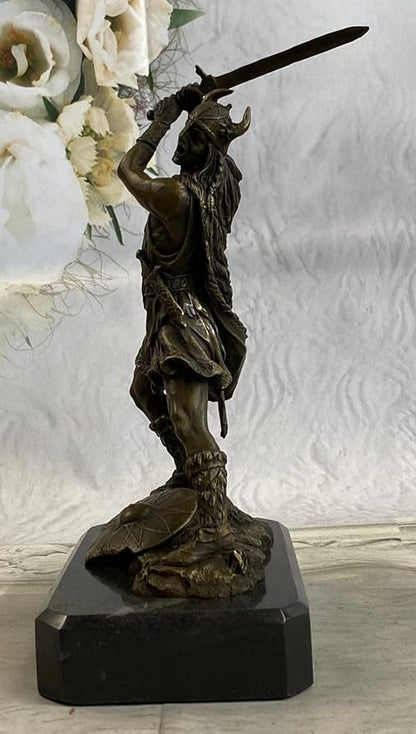 EUROPEAN BRONZE Hot Cast Viking Norse Nordic Scandinavian Warrior Bronze Art Sculpture Figurine Vault