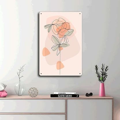 Metal Tin Signs Scandinavian Flowers Suitable for Office Home Classroom Bathroom Washroom Decoration 8x12inch Tin Sign