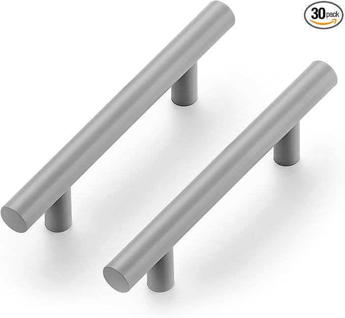 Ravinte 30 Pack | 5 Inch Cabinet Pulls Grey Stainless Steel Kitchen Drawer Pulls Cabinet Handles 5 InchLength, 3 Inch Hole Center
