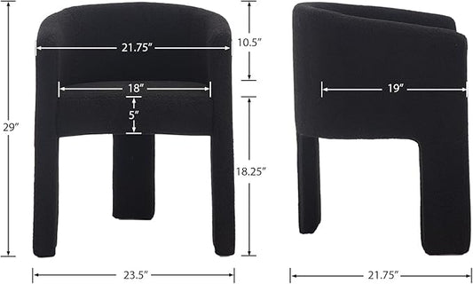 Modern Sherpa Barrel Dining Chair, Upholstered Boucle Dining Chair Accent Chair with Arms Comfy Makeup Vanity Chair, Dining Living Room Kitchen Chair, Black