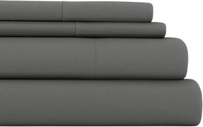 Linen Market Brushed Microfiber King Sheet Set 4 Piece – Oeko-TEX Certified Ultra Soft & Wrinkle-Free - 16" Deep Pocket Sheets - Easy Care King Size - Gray