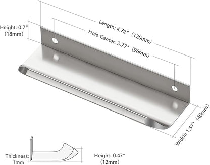 Ravinte Hardware 8 Pack Silver Cabinet Handles, 4.75 Inch (120mm) Finger Edge Pulls, 3.75 Inch Hole Center, Finger Pulls for Cabinets
