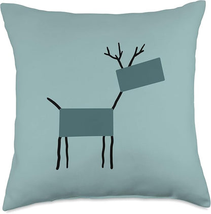 Cute Scandinavian Animals Designs Chic Deer Moose Scandinavian Elk Minimalism Reindeer Throw Pillow, 18x18, Multicolor