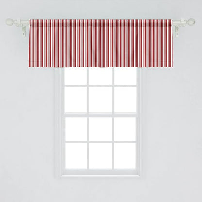 Lunarable Striped Window Valance Pack of 2, Abstract Vertical Stripes Candy Cone Inspired Pattern Abstract Line Illustration, Rod Pocket Curtain Valances for Kitchen Bedroom, 54" X 18", White Ruby