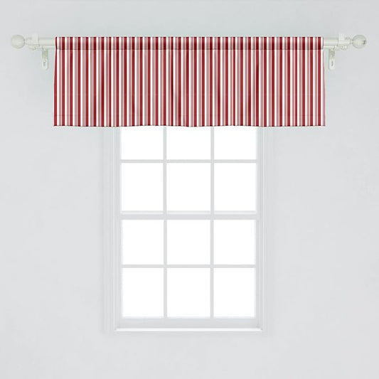 Lunarable Striped Window Valance Pack of 2, Abstract Vertical Stripes Candy Cone Inspired Pattern Abstract Line Illustration, Rod Pocket Curtain Valances for Kitchen Bedroom, 54" X 18", White Ruby