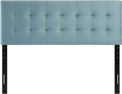 Modway Lily Queen Biscuit Tufted Performance Velvet Headboard, Light Blue