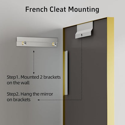 36x30 Inch Gold Bathroom Mirrors for Over Sink, Rectangular Vanity Mirror, Aluminum Framed Mirrors, Tempered Glass, High-Definition Wall Mounted Mirror (Horizontal/Vertical)