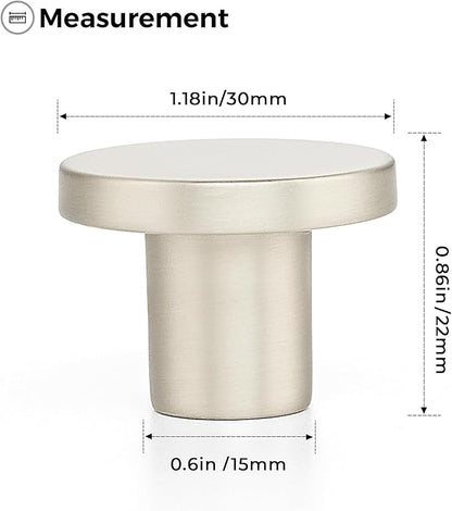Ravinte 5 Pack Cabinet Knobs Brushed Nickel Kitchen Cabinet Knobs Round Dresser Drawer Pulls Closet Door Pulls 1-1/5 Inch