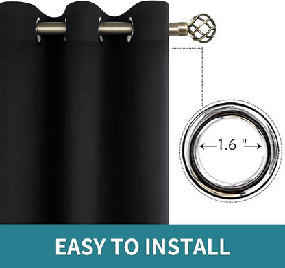 BGment Blackout Curtains for Living Room - Grommet Thermal Insulated Room Darkening Curtains for Bedroom, Set of 2 Panels (52 x 54 Inch, Black)