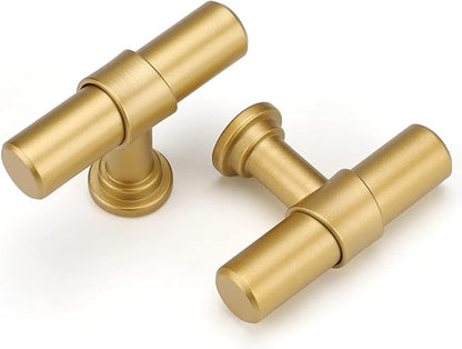 LONTAN 35 Pack Gold Cabinet Knobs Matte Gold Kitchen Cabinet Knobs for Dresser Drawers Brushed Gold T-bar Hardware for Dresser Bathroom